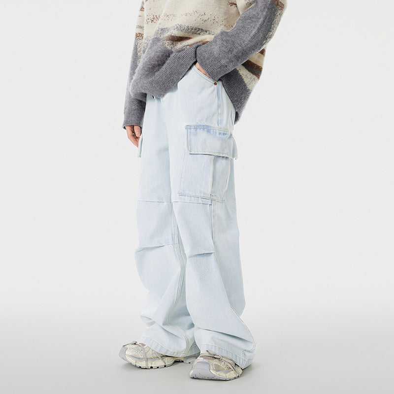 Loose Multi-pocket Work-wear Jeans
