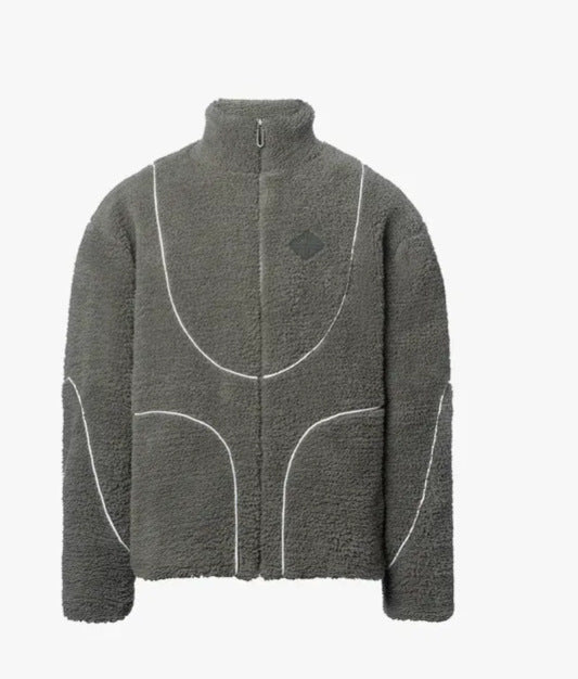 Lamb Wool Hooded Zipper Coat