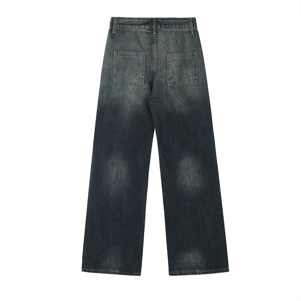 Retro Graffiti Straight-leg Denim Jeans