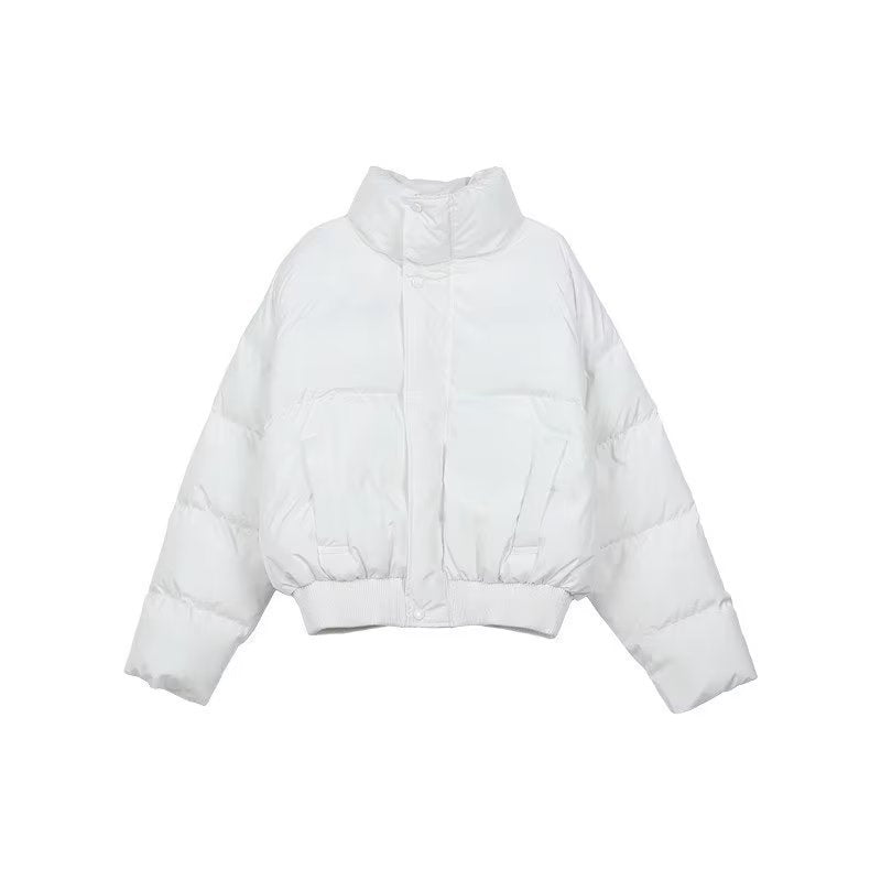 Simple Stand Collar Cotton-padded Puffers