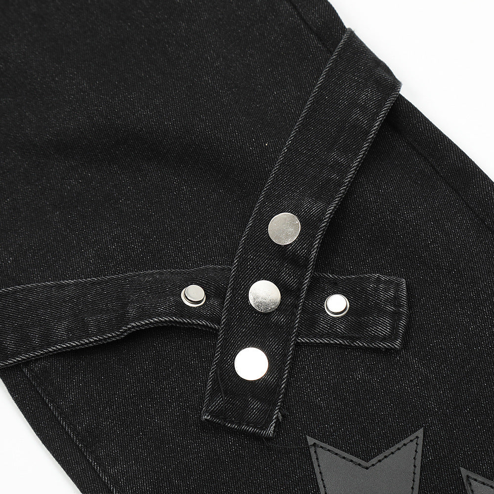 Star Embroidered Straight-leg Denim Jeans