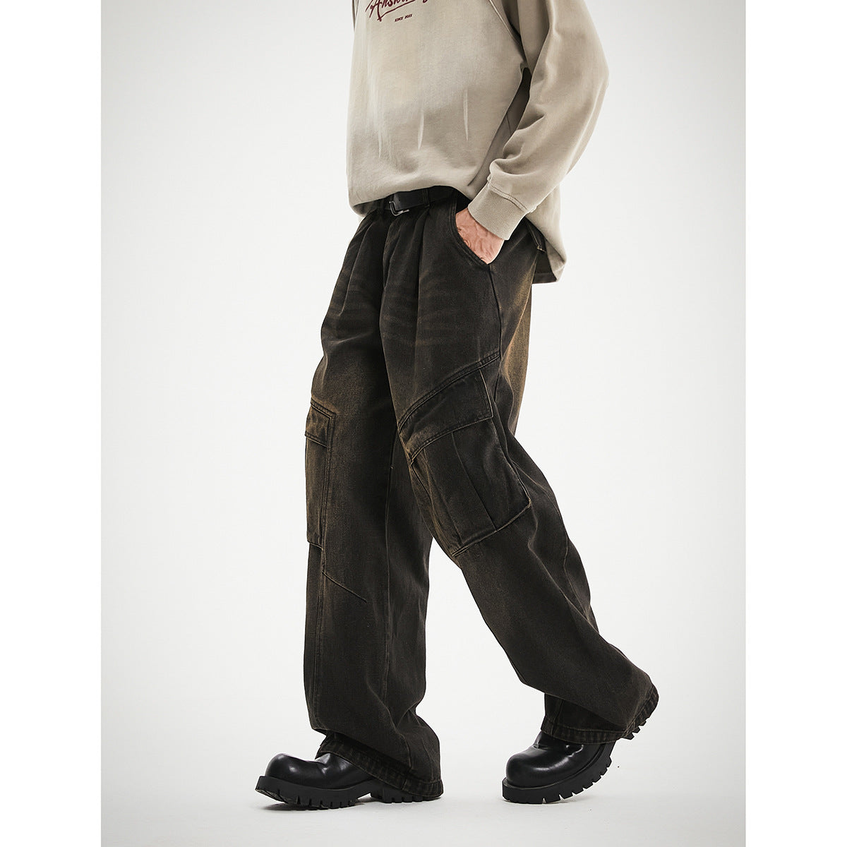 Retro Washed Cargo Jeans