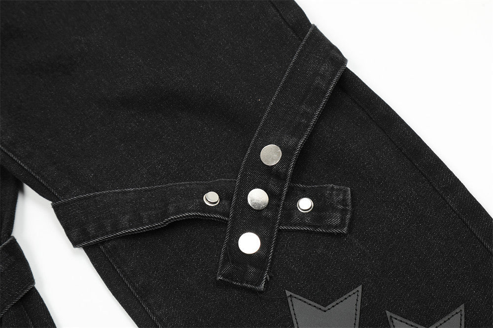 Star Embroidered Straight-leg Denim Jeans