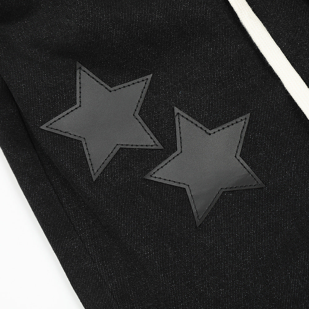 Star Embroidered Straight-leg Denim Jeans