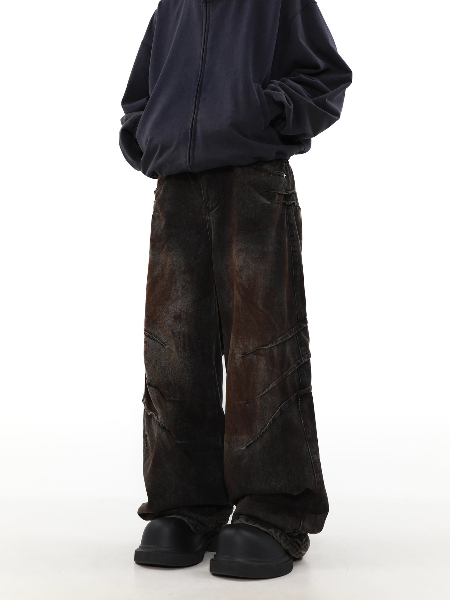 Distressed And Dirty Waste baggy Jeans