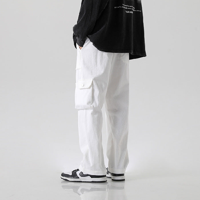 All-matching Corduroy Multi-pocket Straight Cargos