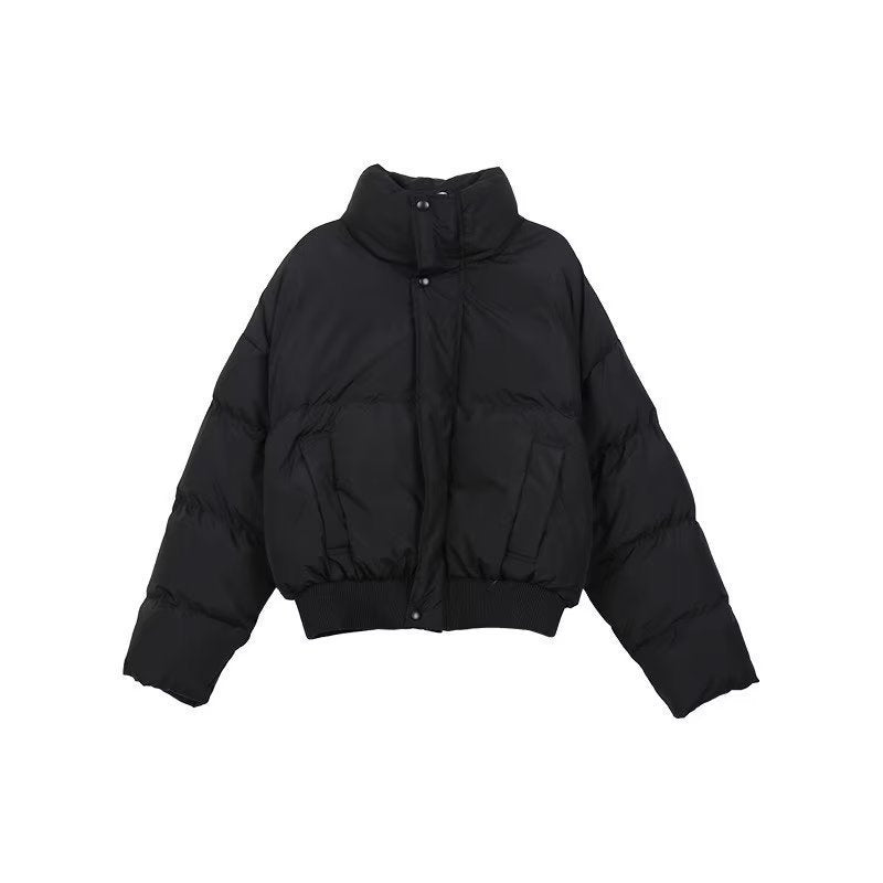 Simple Stand Collar Cotton-padded Puffers