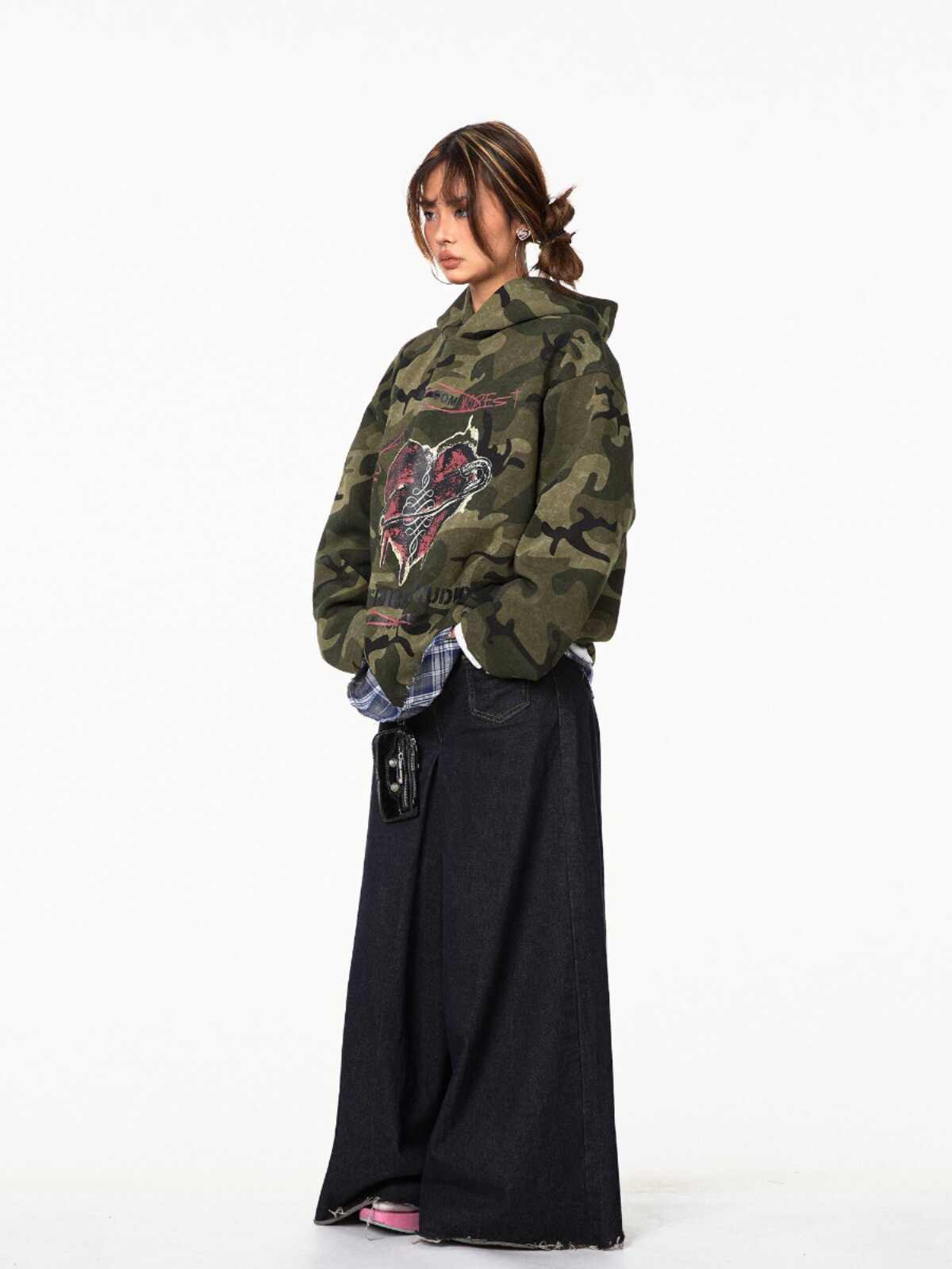 Retro Pullover Love Camouflage Hoodie