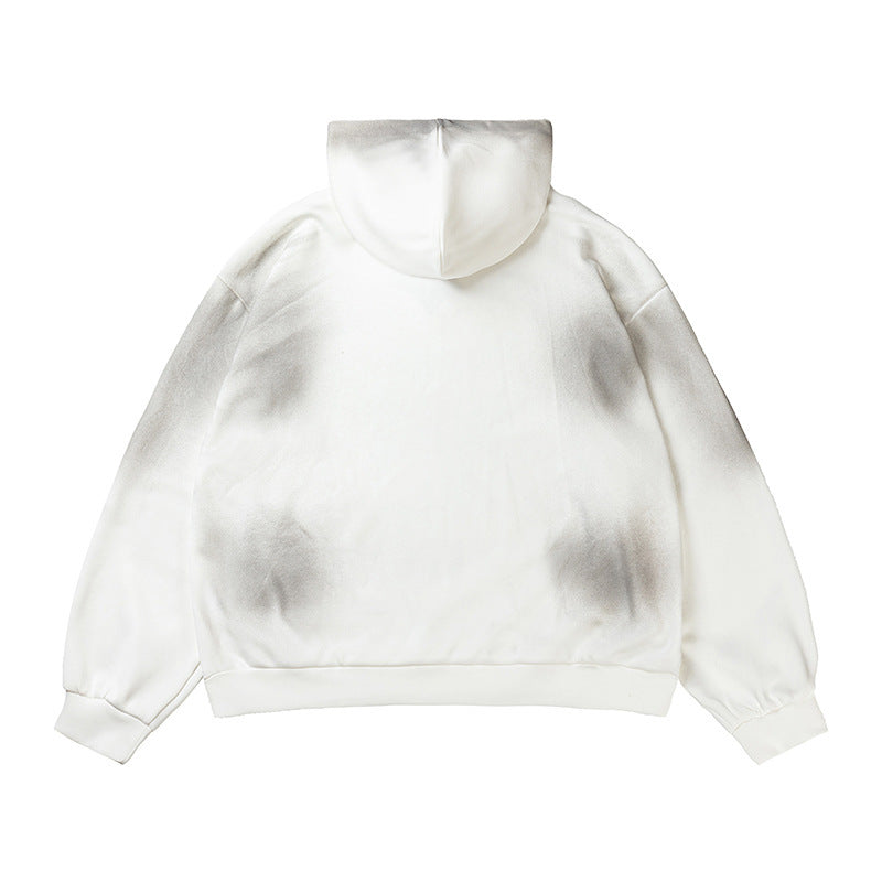 Vintage Cross Letter Printed Distressed Hoodies