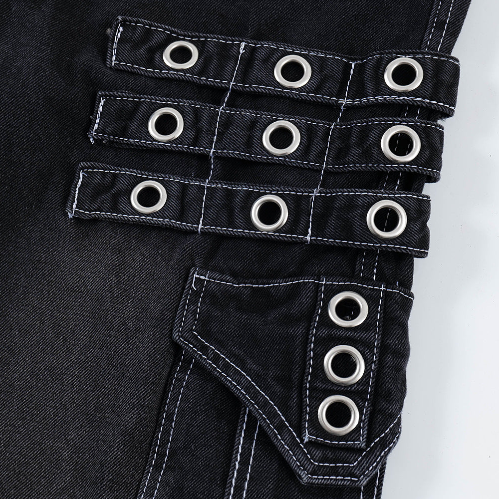 Stylish Punk Rock Cargo Jeans