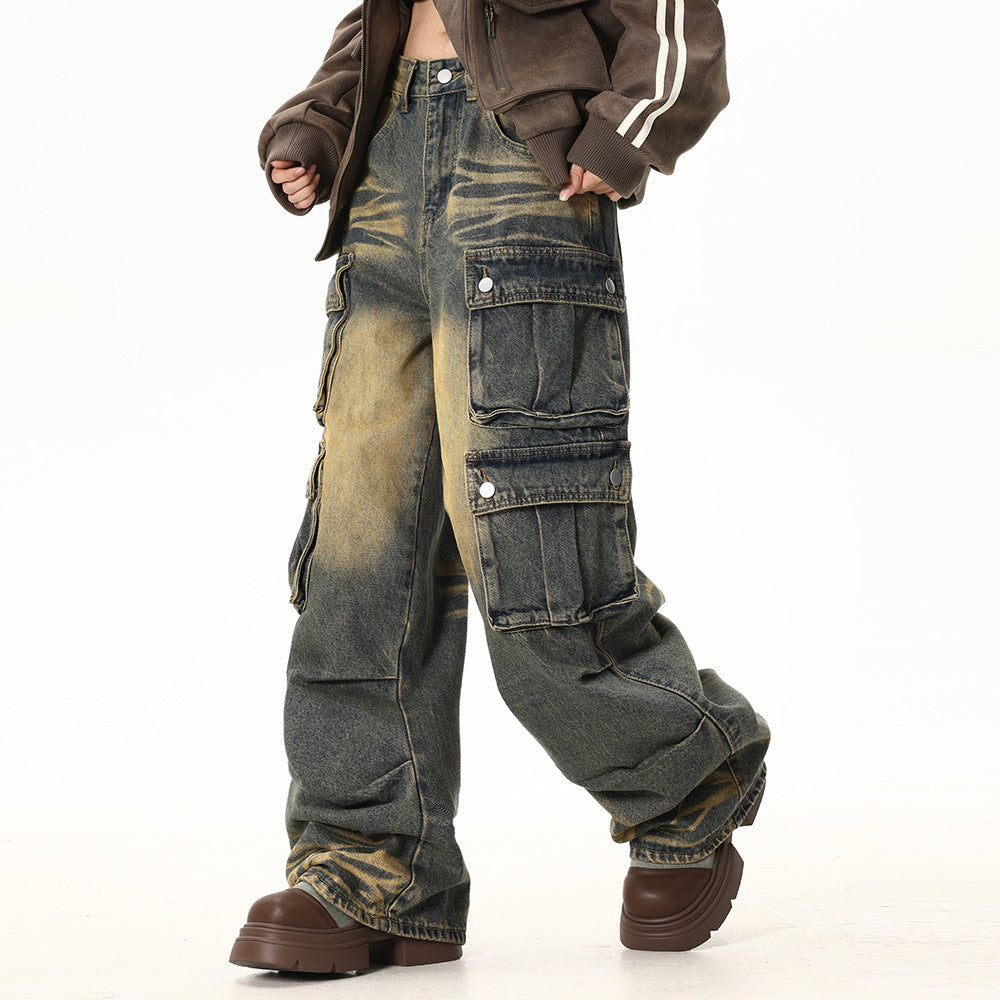 Retro Multi-Pocket Workwear Jeans | Loose Fit Denim
