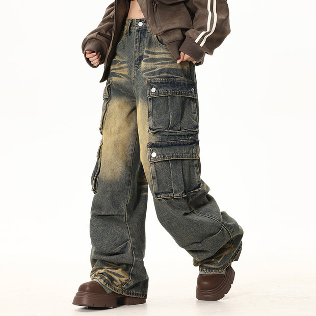 Retro Multi-Pocket Workwear Jeans | Loose Fit Denim