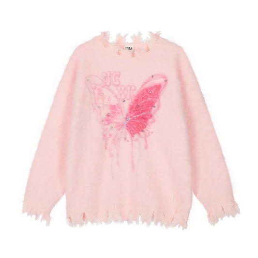 Butterfly Rhinestone Sweater