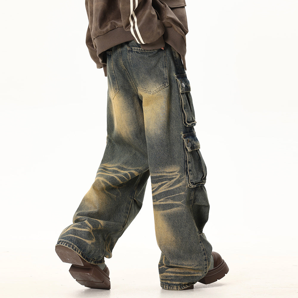 Retro Multi-Pocket Workwear Jeans | Loose Fit Denim