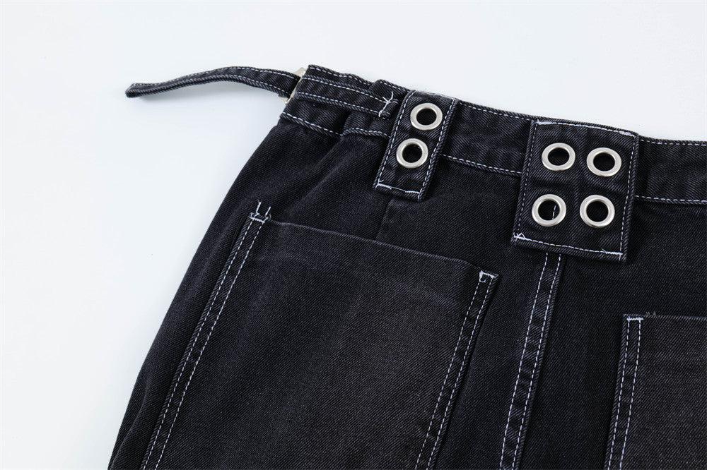 Stylish Punk Rock Cargo Jeans