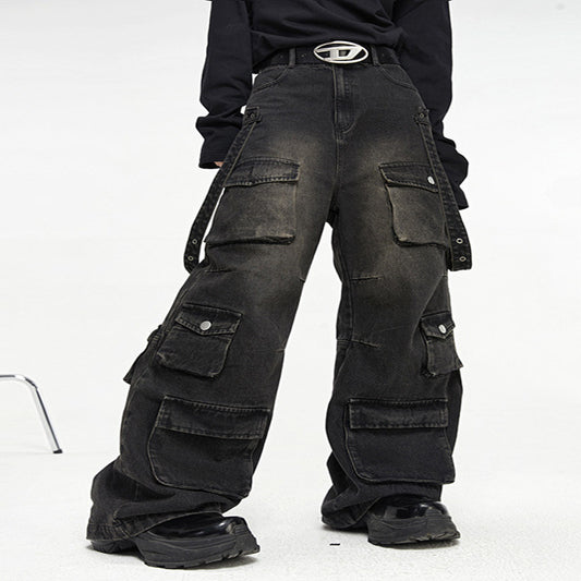 Multi Pocket Vintage Denim Jeans