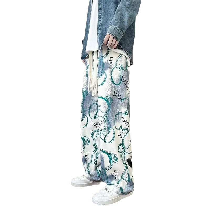 Patterned Casual Baggy Trousers