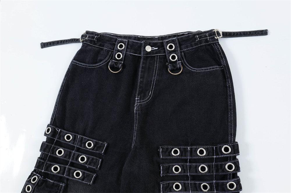 Stylish Punk Rock Cargo Jeans
