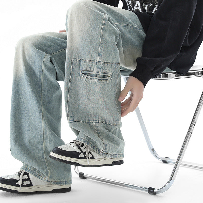 D-vine Baggy Straight Denim Jeans - side view showing relaxed fit