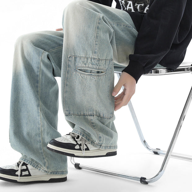 D-vine Baggy Straight Denim Jeans - side view showing relaxed fit