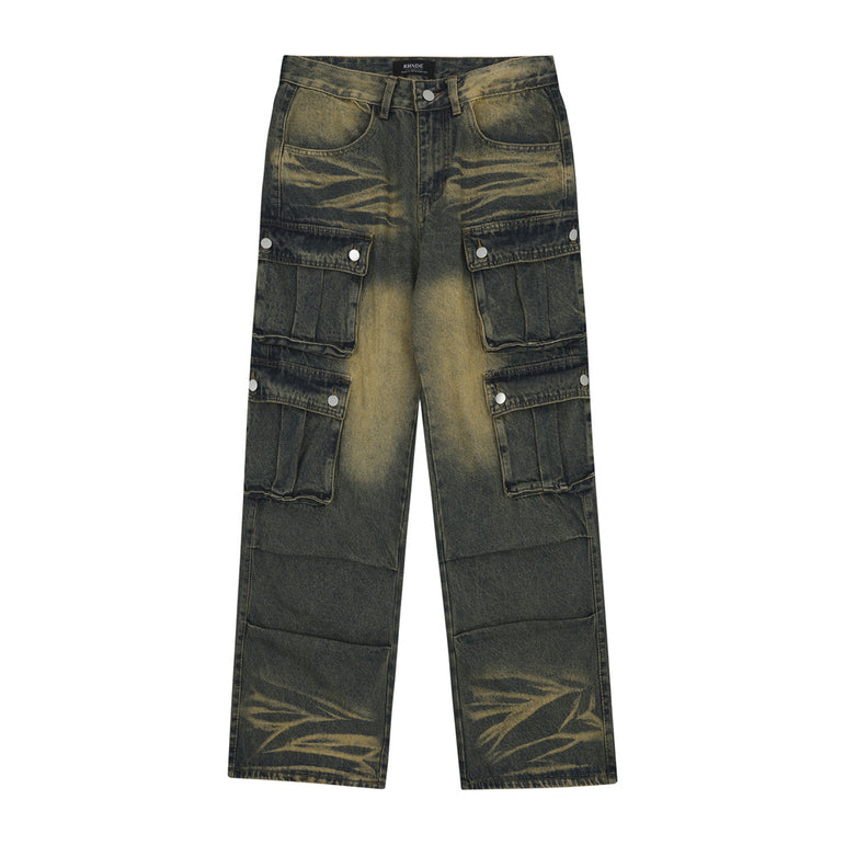 Retro Multi-Pocket Workwear Jeans | Loose Fit Denim