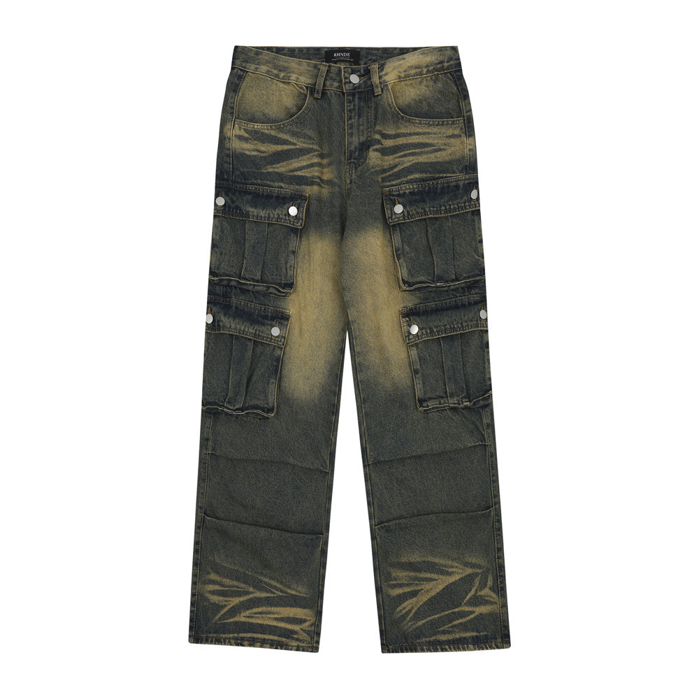 Retro Multi-Pocket Workwear Jeans