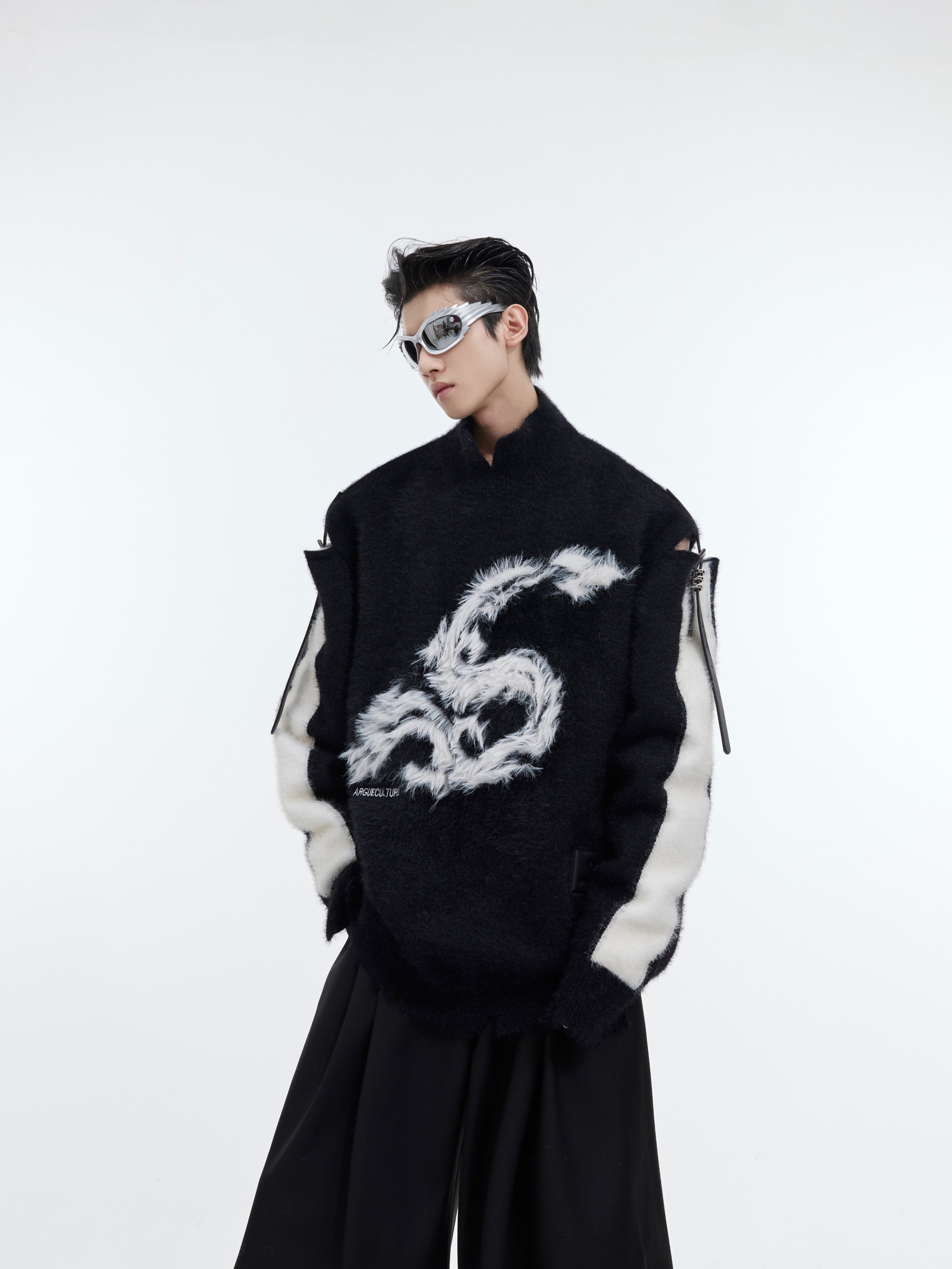 Graphic Print Loose-Fit Knit Sweater | Streetwear Knitwear