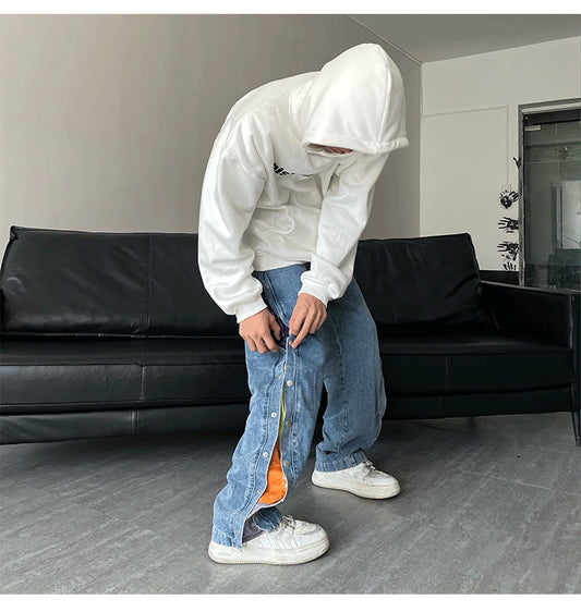 Loose Washed Casual Drawstring Denim Jeans