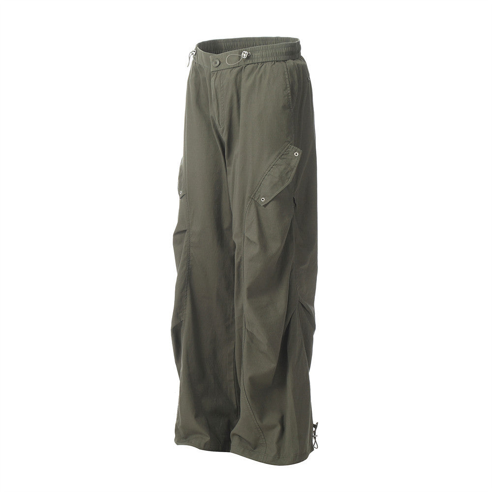 D-vine Wide-leg Cargos in green - full length model shot
