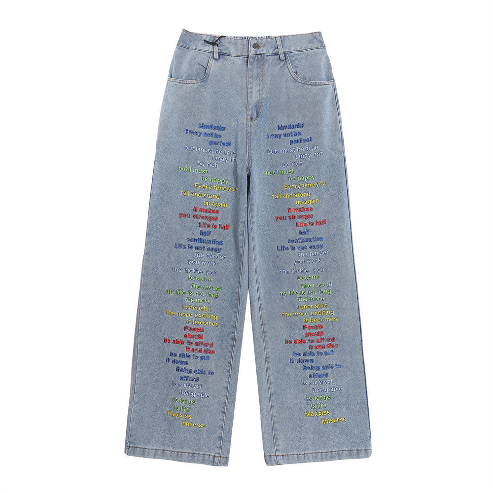 Unisex Embroidered Denim Jeans