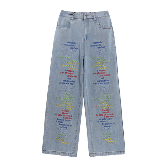 Unisex Embroidered Denim Jeans