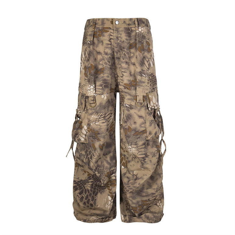 D-vine Loose Patterned Workwear Cargos - flat lay product shot