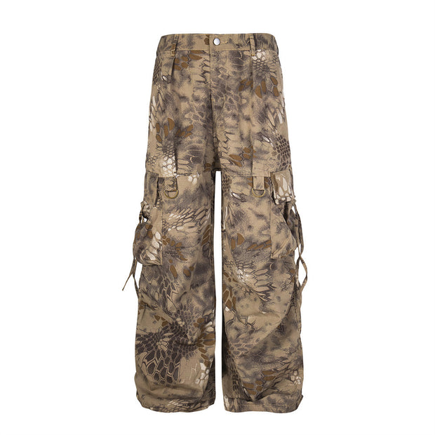 D-vine Loose Patterned Workwear Cargos - flat lay product shot
