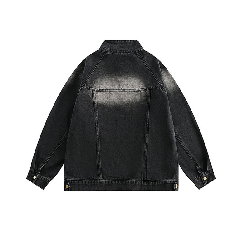 Retro Washed Heavy Denim Jacket | Oversized Streetwear