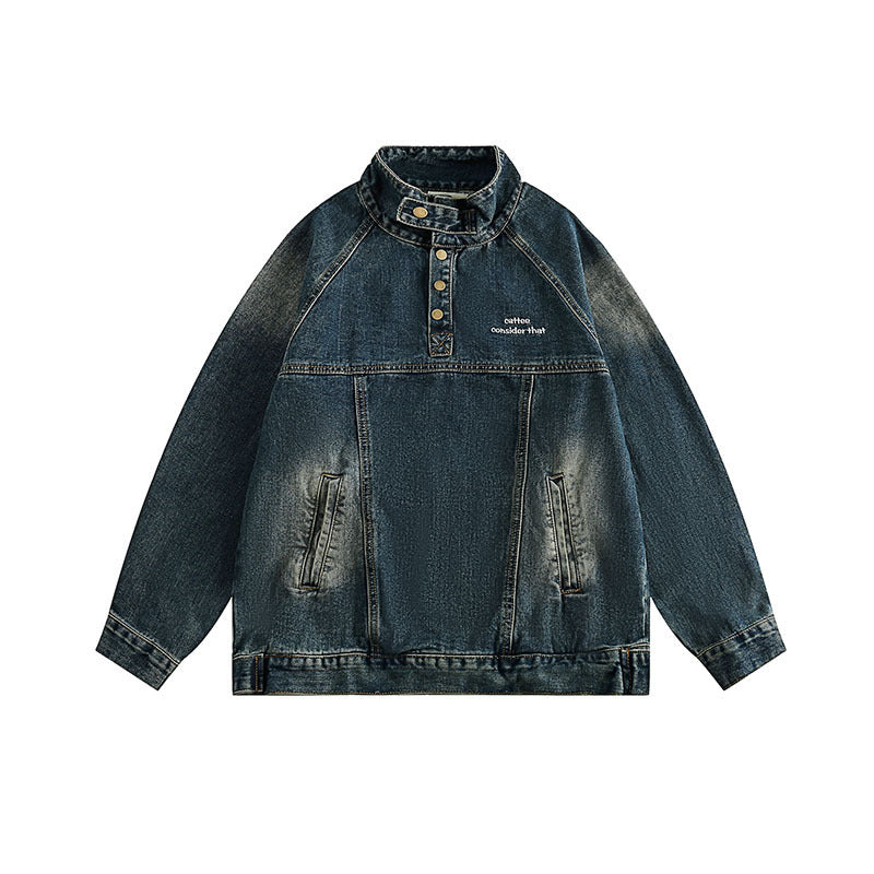 Retro Washed Heavy Denim Jacket | Oversized Streetwear