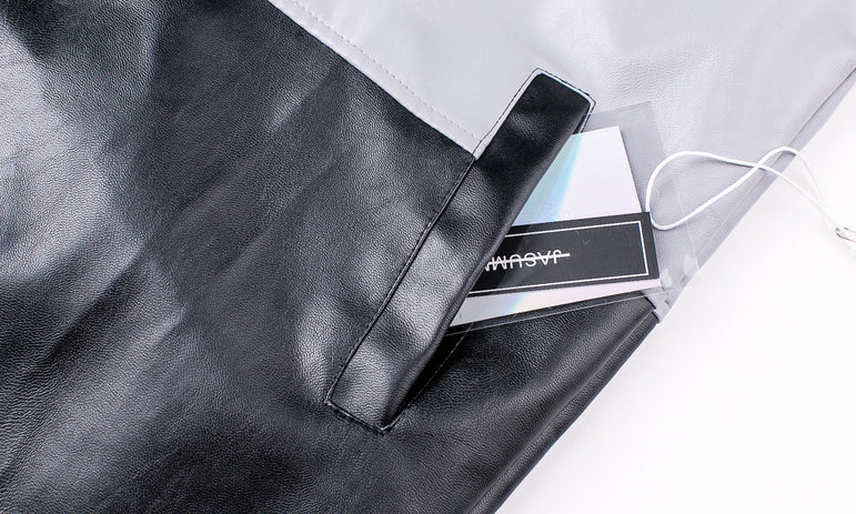 D-vine Stitched Leather Jacket - collar and zip detail