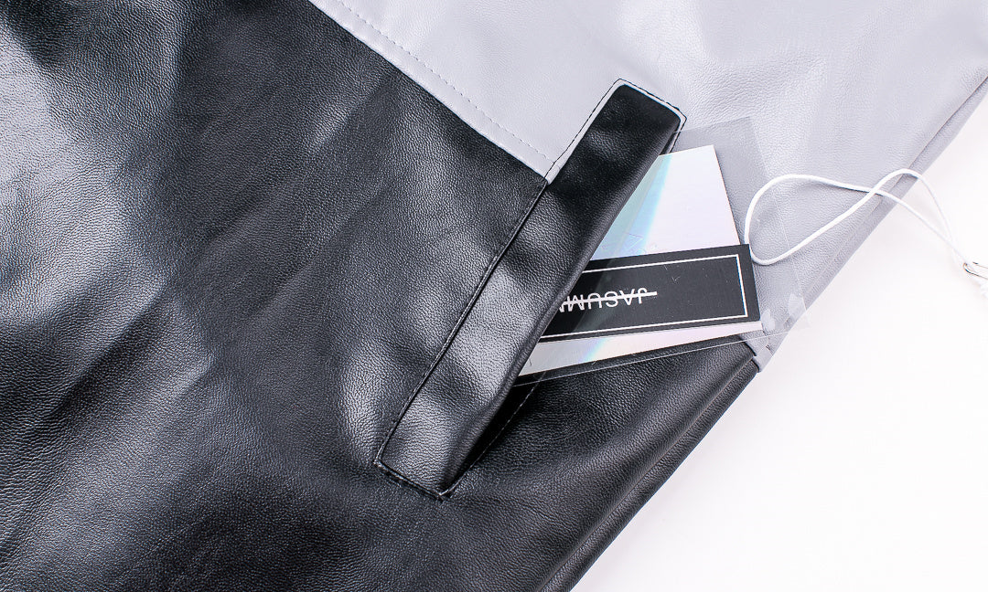 D-vine Stitched Leather Jacket - collar and zip detail