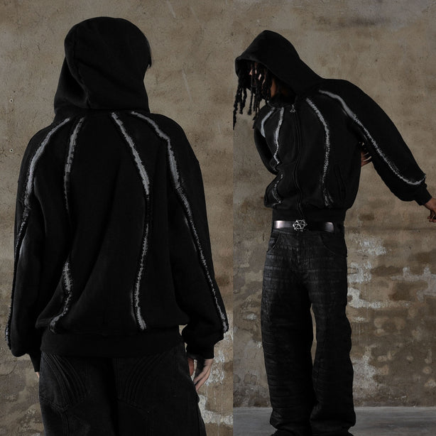 Vintage Striped Zip-Up Hoodie | Cotton Streetwear