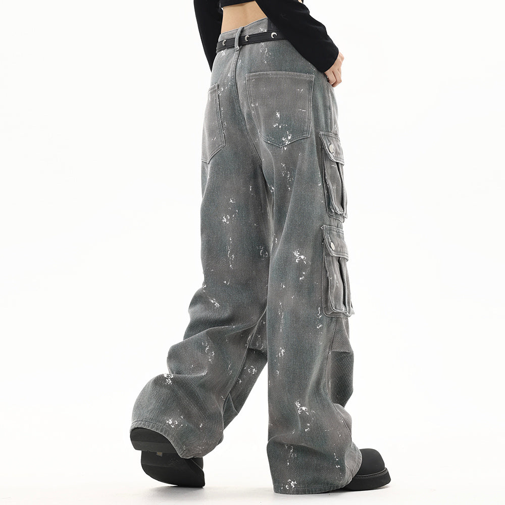 D-vine Splash-ink Denim Jeans - full length model shot