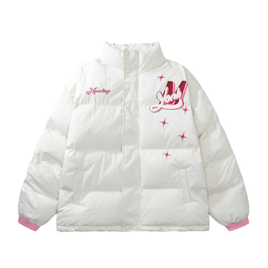 Printed Stand Collar Cotton-padded Puffers