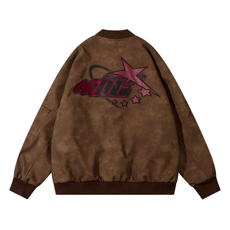 D-vine Embroidered PU Leather Jacket - pocket detail close-up