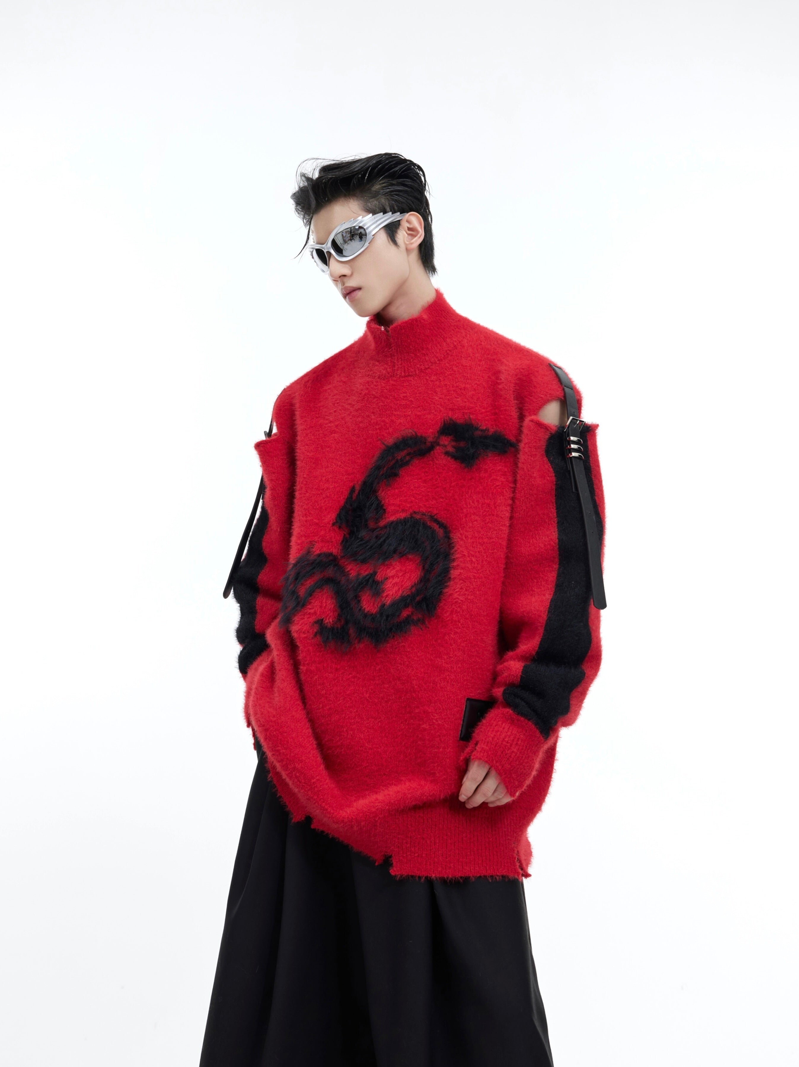 Graphic Print Loose-Fit Knit Sweater | Streetwear Knitwear