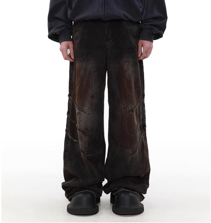 Distressed And Dirty Waste baggy Jeans