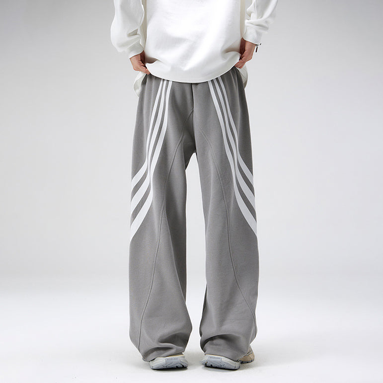 D-vine Striped Stitched Casual Pants - stripe detail close-up