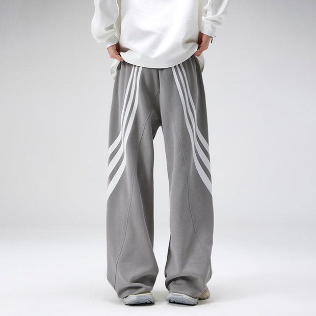 D-vine Striped Stitched Casual Pants - stripe detail close-up