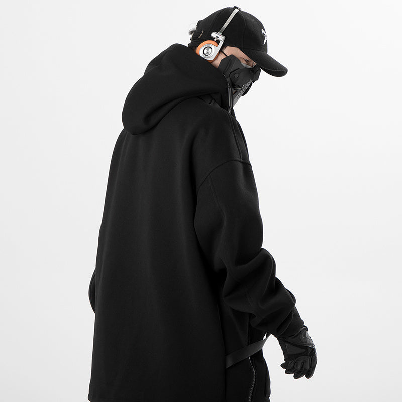Retro Plus Size Oblique Placket Zipper hoodie