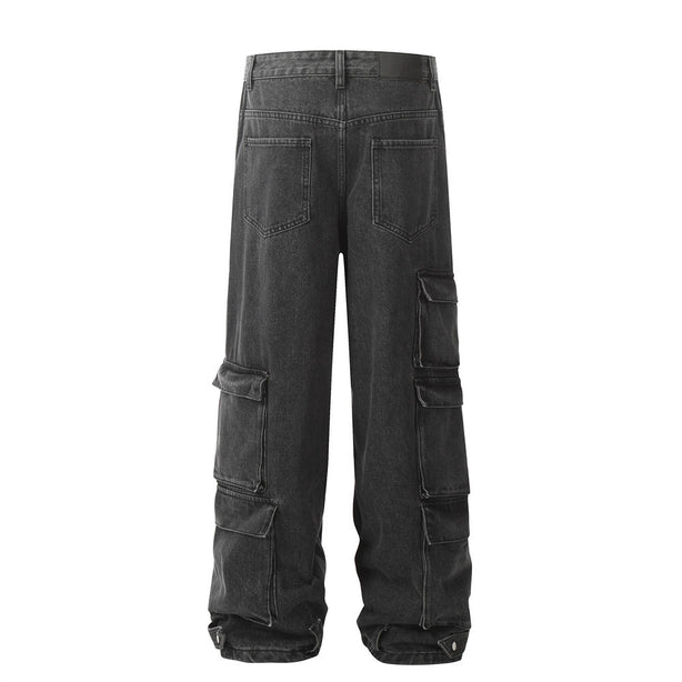 Contrast Stripe Multi-Pocket Baggy Jeans | Streetwear