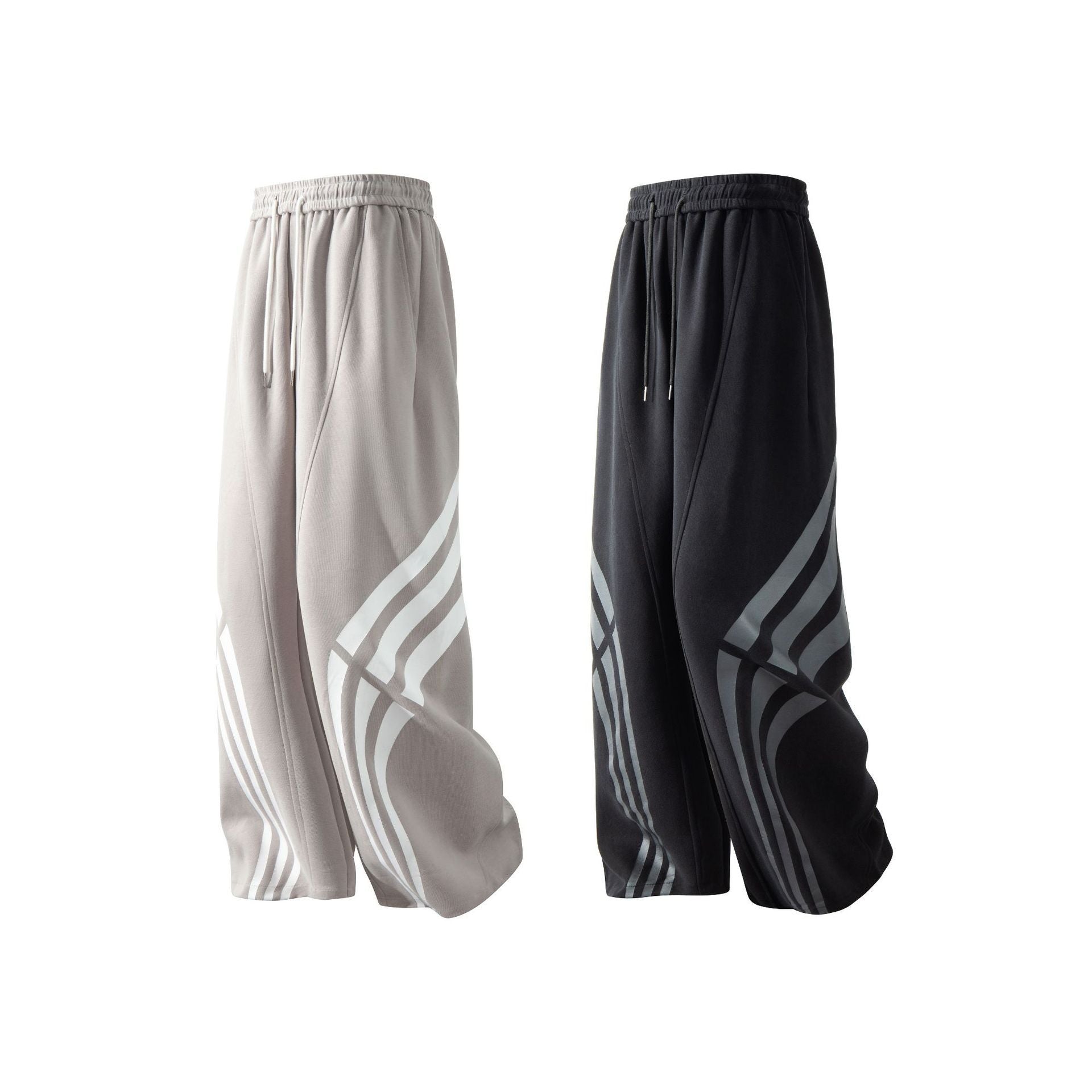 D-vine Striped Stitched Casual Pants - back view