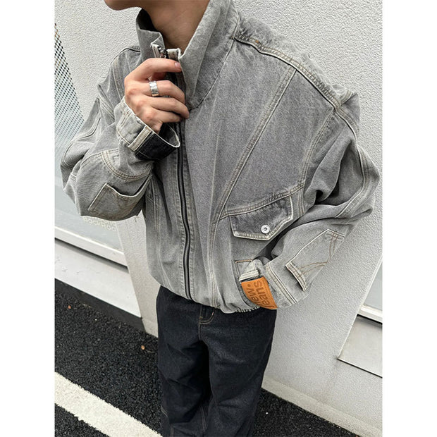 Deconstructed Boxy Stand Collar Baggy Coat | Streetwear