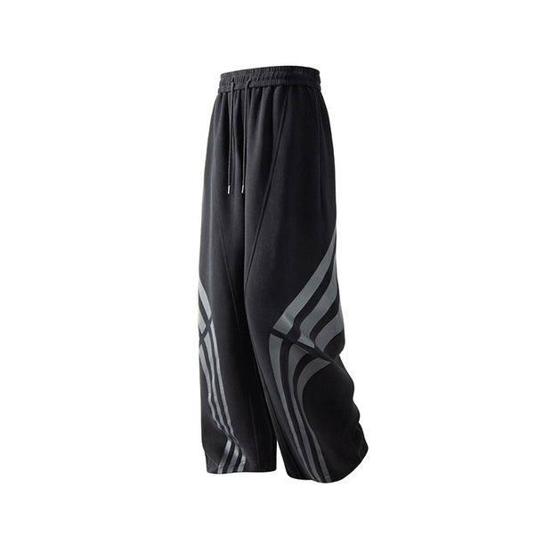 D-vine Striped Stitched Casual Pants - worn on model full length